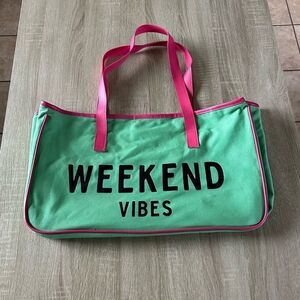 NWOT … Weekend Vibes Green and Pink Tote Bag